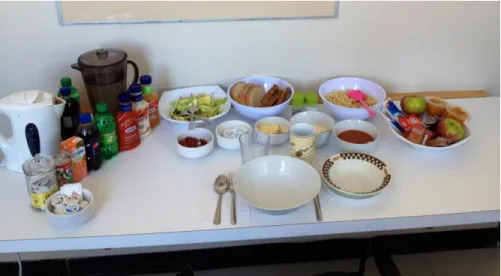 Figure 5. Présentation du buffet et des aliments proposés. 