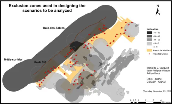 Figure 3.2  Exclusion zones used in designing the scenarios to be analyzed 