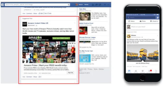 Figure 7. Affichage d’une publicité native sur un fil d’actualité Facebook 