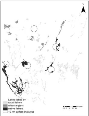 Fig.  7.  hg  concentration  in  675  mm  standardized  length pikes vs. number of mining sites and mine  tail-ings located in the 4th level watershed.