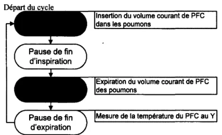 Figure 3.2  Prise de la mesure de température au capteur virtuel selon  le cycle ventilatoire