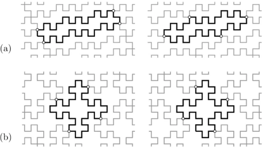 Figure 2: (a) A Christoffel tile yields two distinct non-symmetric square tilings of the plane