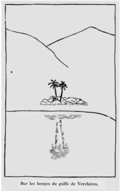 Figure 1. Dessin tiré du roman Erres boréales (p. 97), illustrant une île « tropicalisée » dans l’Arctique 