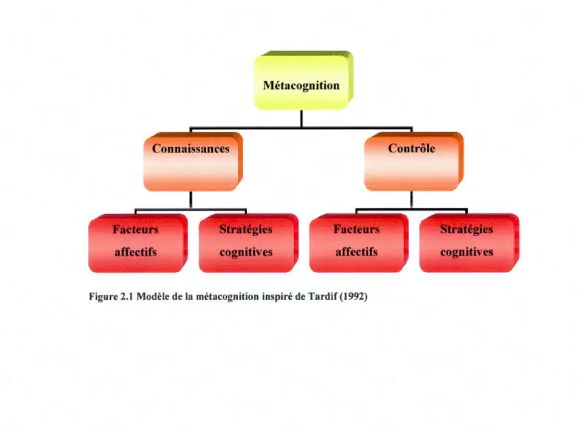 Figure 2.1  Modèle de la  métacognition  insp iré de Tardif (1992) 