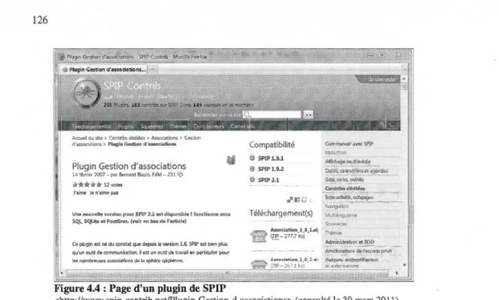 Figure 4.4  : Page d'un plugin de SPIP 