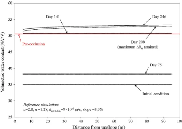 Figure 6: Distribution of θ w  in interface points at several time steps in simulation No