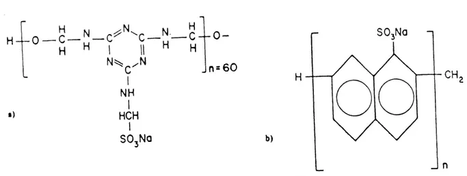 Figure 3.6 Representation schematique de deux principales molecules de fluidifiant commerciaUsees de nos jours (D'apres VENUAT, 1984)