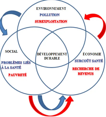 Figure 3.1 Principes d’interdépendance entre les sphères du développement durable 