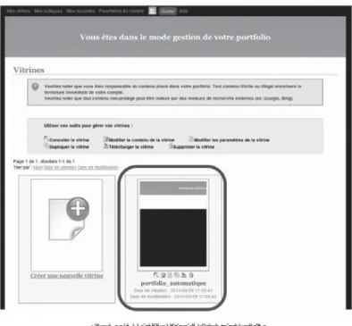 Figure 2. Page d’accueil d’un compte Eduportfolio.