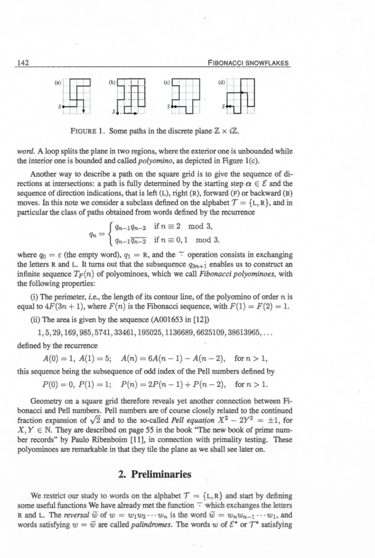 FIGURE  1.  Sorne paths in the discrete plane Z  x  iZ. 