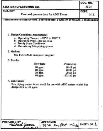 Figure 2.18: Exemple de feuille de resume de calcul [BURGESS, J.A., 1984]