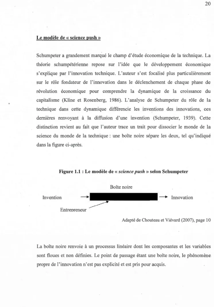 Figure 1.1  : Le modèle de  «  science  push  »  selon Schumpeter 
