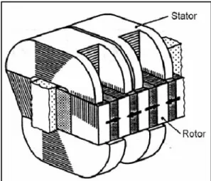 Fig. 1.45: A double-sided TFPM machine with single windings and C-core  stator made of laminated steel [88]