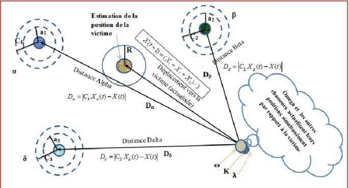 Figure 3.7  Schéma de la procédure d’optimisation par les loups gris [116]. 
