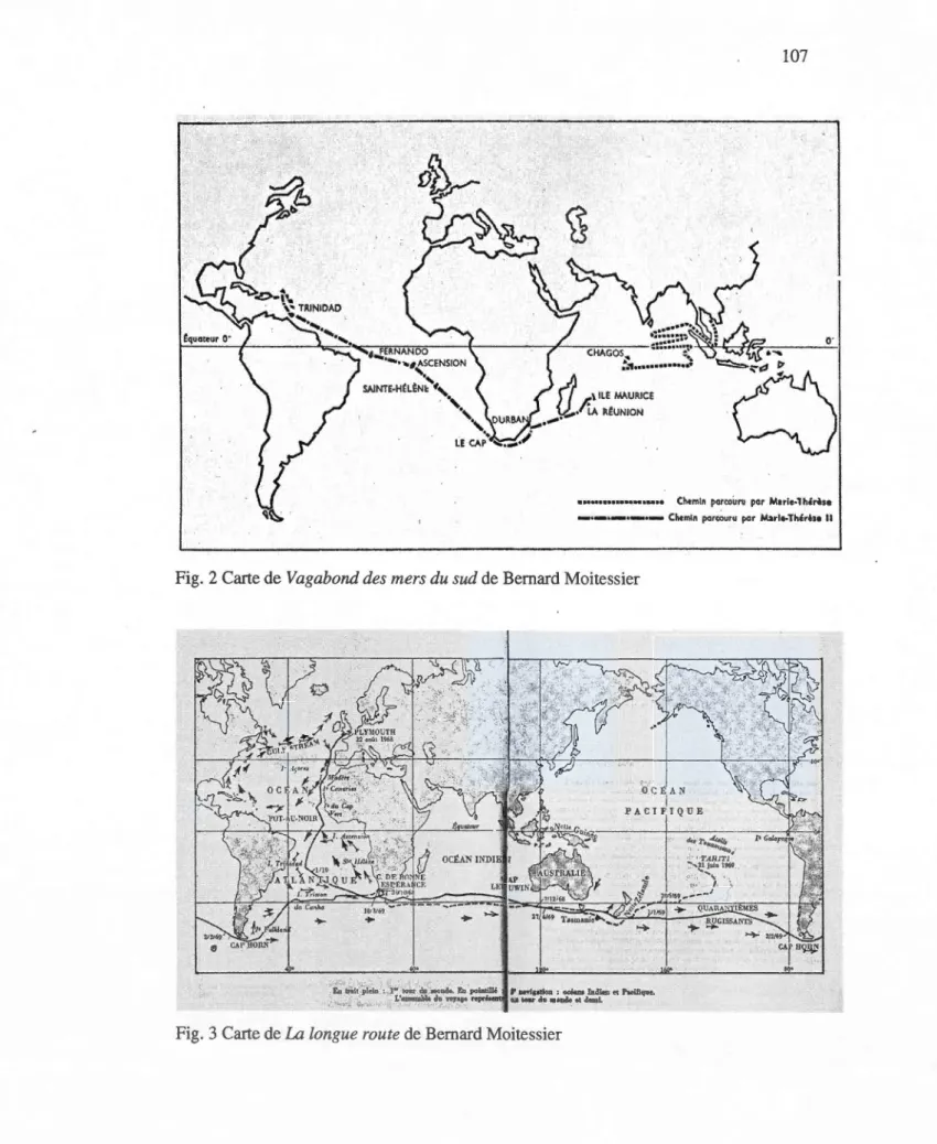 Fig.  2 Carte de  Vagabond des mers du sud de Bernard Moitessier 