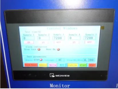 Figure 4.4 Touch display of the DC-AC High voltage tracking testing machine. 