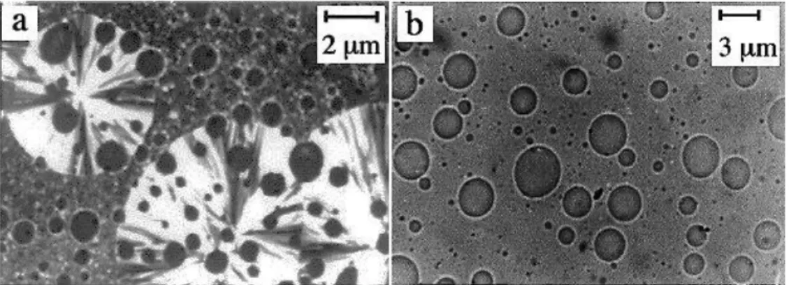 Figure 3.10. Spherulitic growth rate G as a function of isothermal crystallization temperature  (T c ) for neat PLA and 80/20 PLA/PCL blends, with or without P(LA-ran-CL) copolymers as  compatibilizing agents