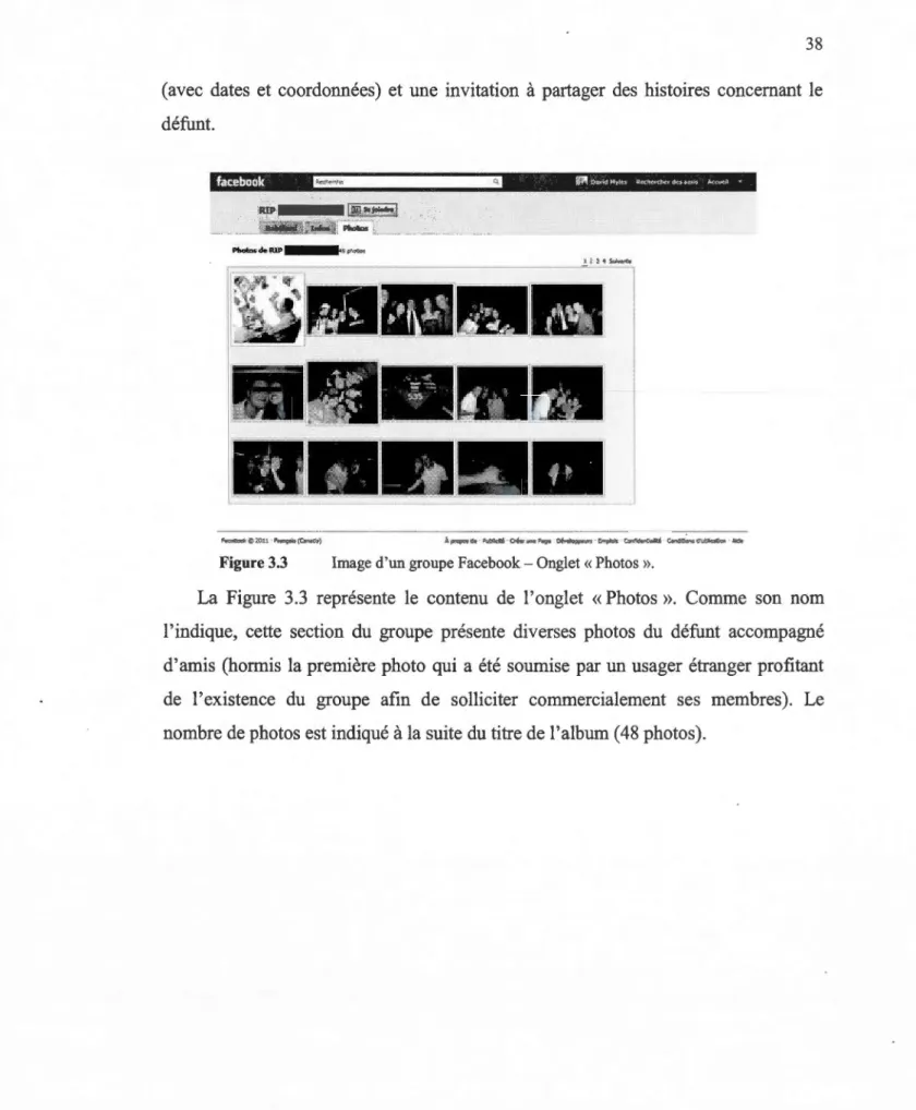 Figure 3.3  Image d'un groupe Facebook - Onglet « Photos ». 