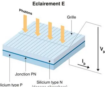 Figure 2.1 : Principe de fonctionnement de cellule photovoltaïque [6] 