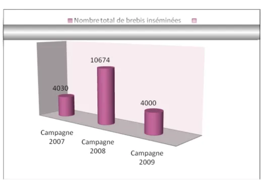 Figure 2 : Evolution de l’IA ovine dans le CIA de Belhandjir –Naâma-