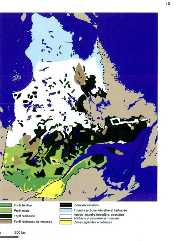 Figure  1.1  Le Québec septentrional et le Québec de  base 