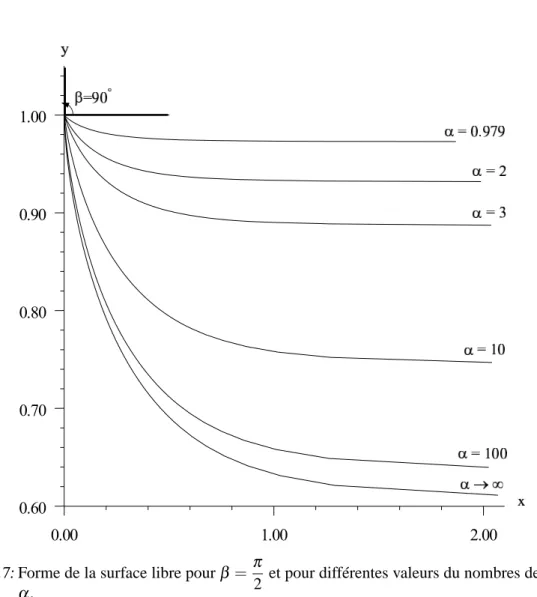 Fig. 2.7: Forme de la surface libre pour β = π
