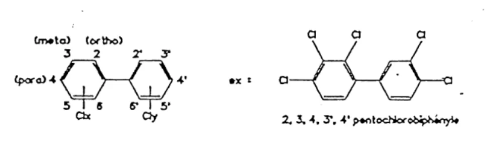 Figure 1-1 Structure generale des hiphenyles polychlores. Tiree de Pellet et al. (1993, p.453)
