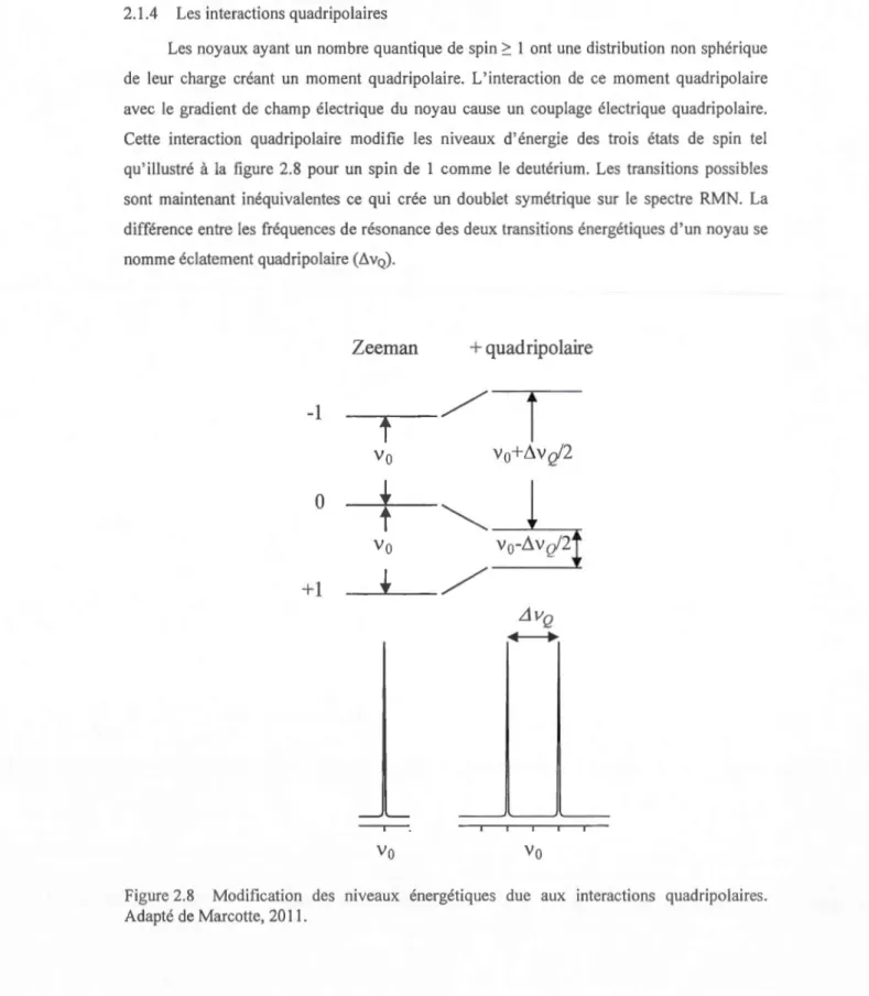 Figure 2.8  Modificati on  des  niveaux  énergétiques  due  aux  interactio ns  quadrip olaires 