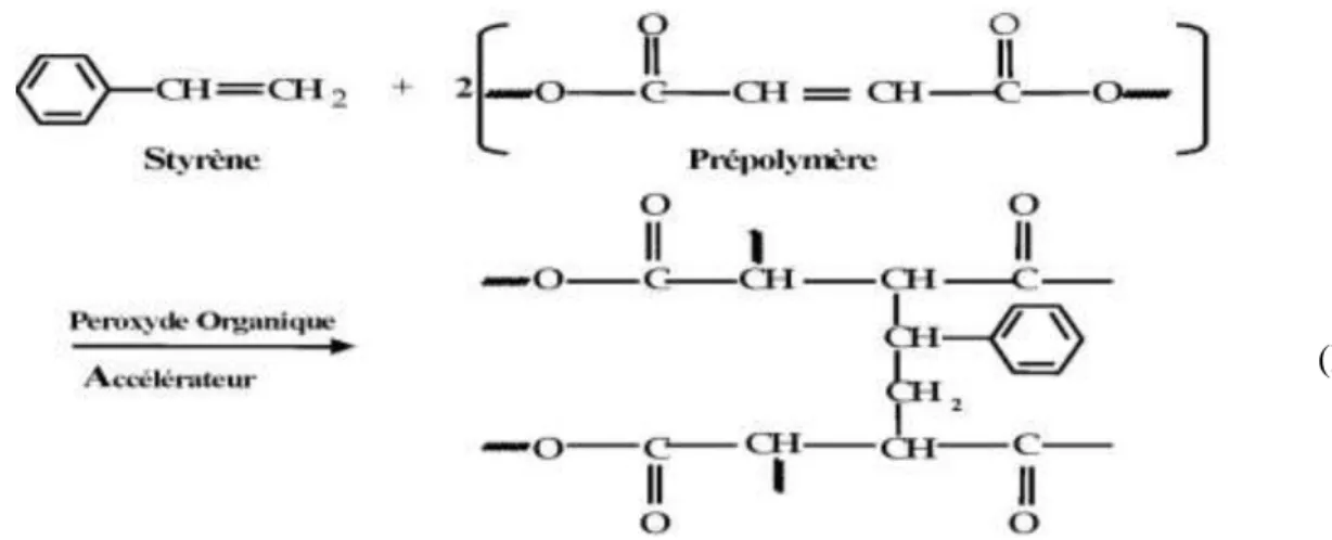 Figure I-6. Réaction de copolymérisation effective de la résine polyester insaturé [ 23 ]