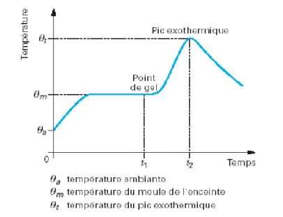 Figure I-10. Réaction de polymérisation à chaud: courbe de montée en température [32]