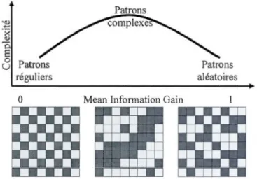 Figure 0.5  Relation  entre  la complexité des  patrons spatiaux  et le Mean  Information  Gain