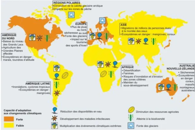 Figure 1.1  Projection pour 2050 des effets des changements climatiques 