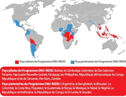 Figure 1.7   Pays bénéficiaires du programme ONU-REDD  Source: ONU-REDD (2010a), p. 2 