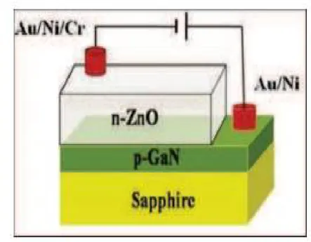 Figure I.6 : Schéma d’une cellule de LED basée sur une couche de ZnO [100]. 