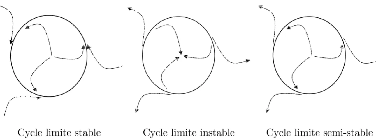 Figure 1:4: Classi…cation des cycles limites