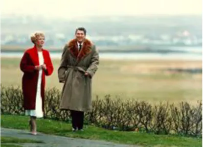 Figure 3. The photo taken of Vigdís Finnbogadóttir and Ronald Reagan   became one of the most iconic images of the Reykjavík Summit