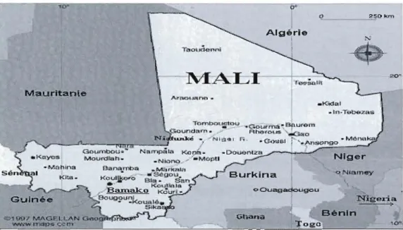 Figure  1.1  La carte du  Mali  (www.maps.com).  1997 
