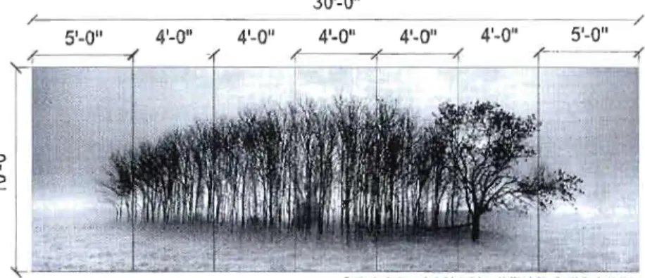 Figure A 1.5  Tableau «  Forêt»  30'-0"  / - ' - - - - - - - - - - - - - - - - - - - - - - - - - - - - c /   5'-0"  4'-0"  4'-0"  4'-0"  4'_0"  4'-0"  5'-0"  b .'  o  ..­