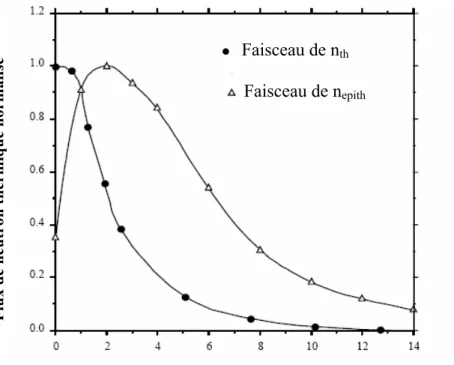 Figure III.6: Comparaison entre la distribution en profondeur des  neutrons thermiques et les neutrons épithermiques [1] 