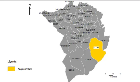 Figure 1. Localisation de la région d’étude au sein de la wilaya de Tlemcen 