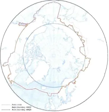 Figure 1.2 Les frontières de  l'Arctique (AHDR, 2004). 