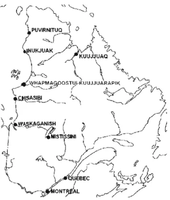 Figure 3.2 Localisation de Kuujjuarapik et de Whapmagoostui. (Tirée de Desormeaux,  2005)