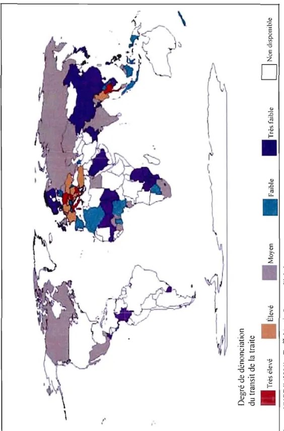 Figure 1.2 Pays de transit de la traite, selon le degré de dénonciation  -'  a ....  \