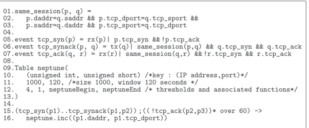 Fig. 1.16 – Attaque TCP SYN-Flood dans BSML.