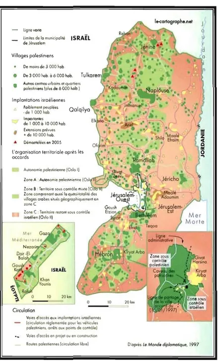 Figure C.2  Calte des accords d'Oslo  II  (1995) 