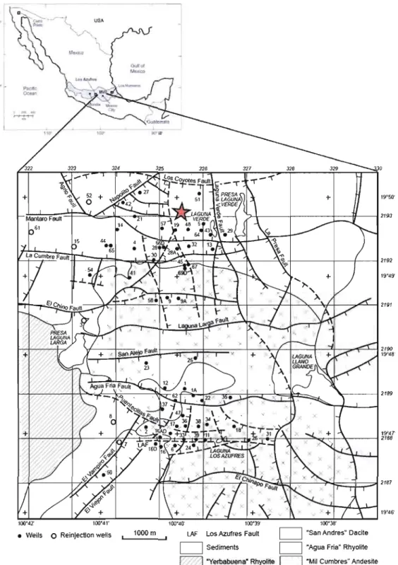 Figure  1.  Location of the Maritaro  hydrothennal  springs  within the Los Azufres  Geothennal  Field and Mexico 