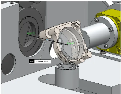 Figure 5: Positioning of the Nasmyth mirror in relation to the telescope’s flange 