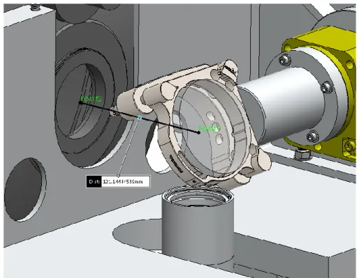 Figure 5: Positioning of the Nasmyth mirror in relation to the telescope’s flange 