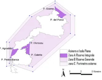 Figure 4.2   Zonage du parc national Asinara et des différentes zones de conservation  marines 