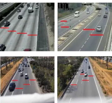 Fig. 9 Selected ROI’s for the four considered videos (Lines have been enhanced for the display  purpose)